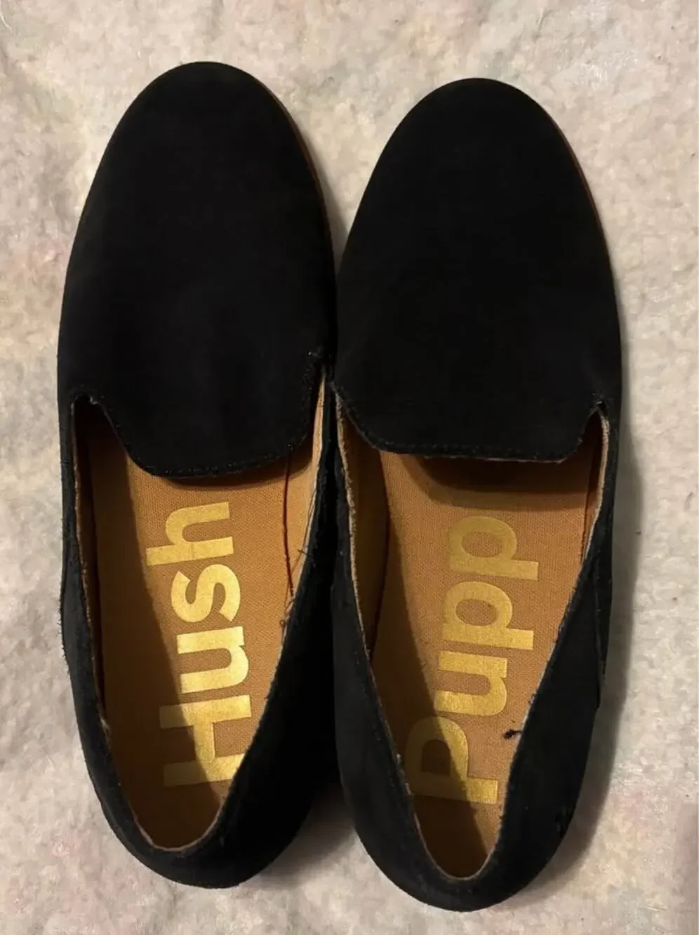 Women’s Black Suede Hush Puppies Loafers Sz6